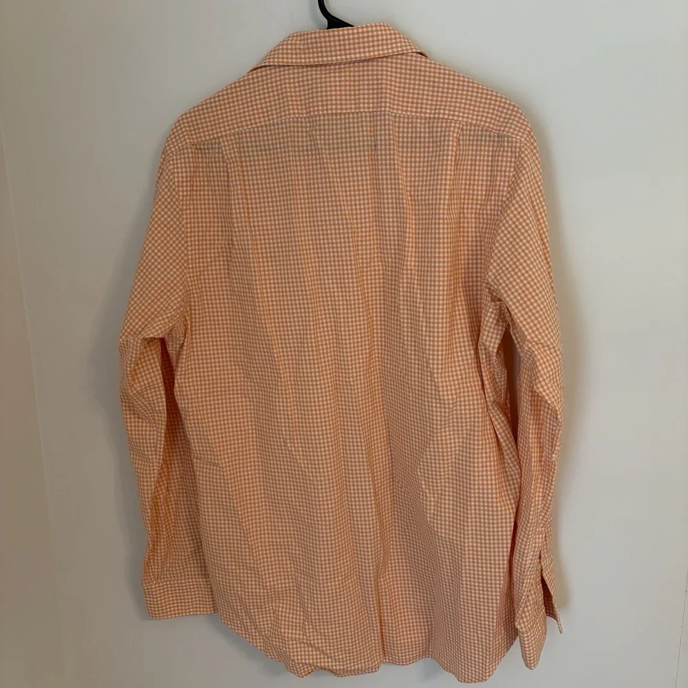 Polo Ralph Lauren Button Down Shirt Orange White Gingham Check Mens Medium‎
